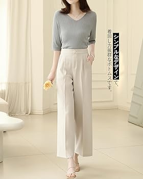 Amazon | [Yino] ワイドパンツ レディース パンツ ウエストゴム